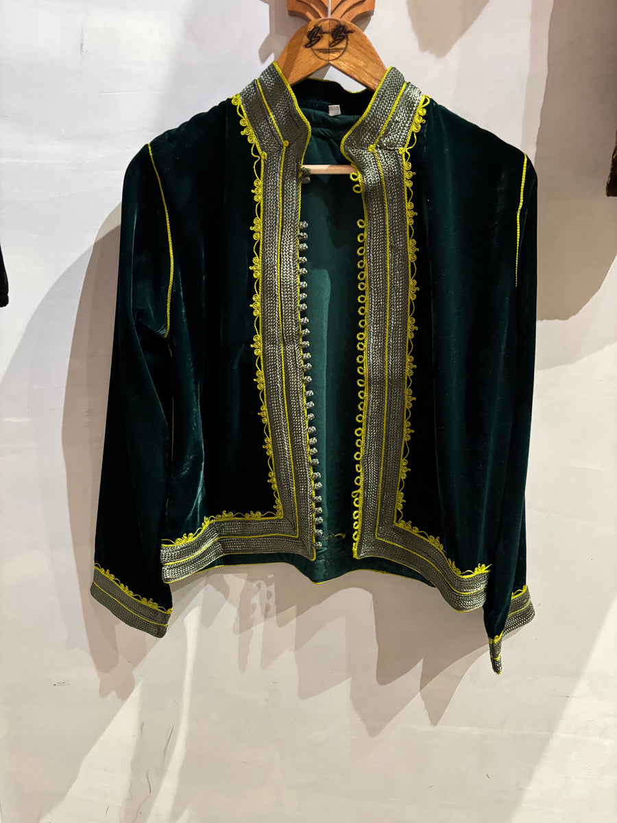 Embroidered Velvet Abaya Set: Handmade Moroccan Kimono Caftan