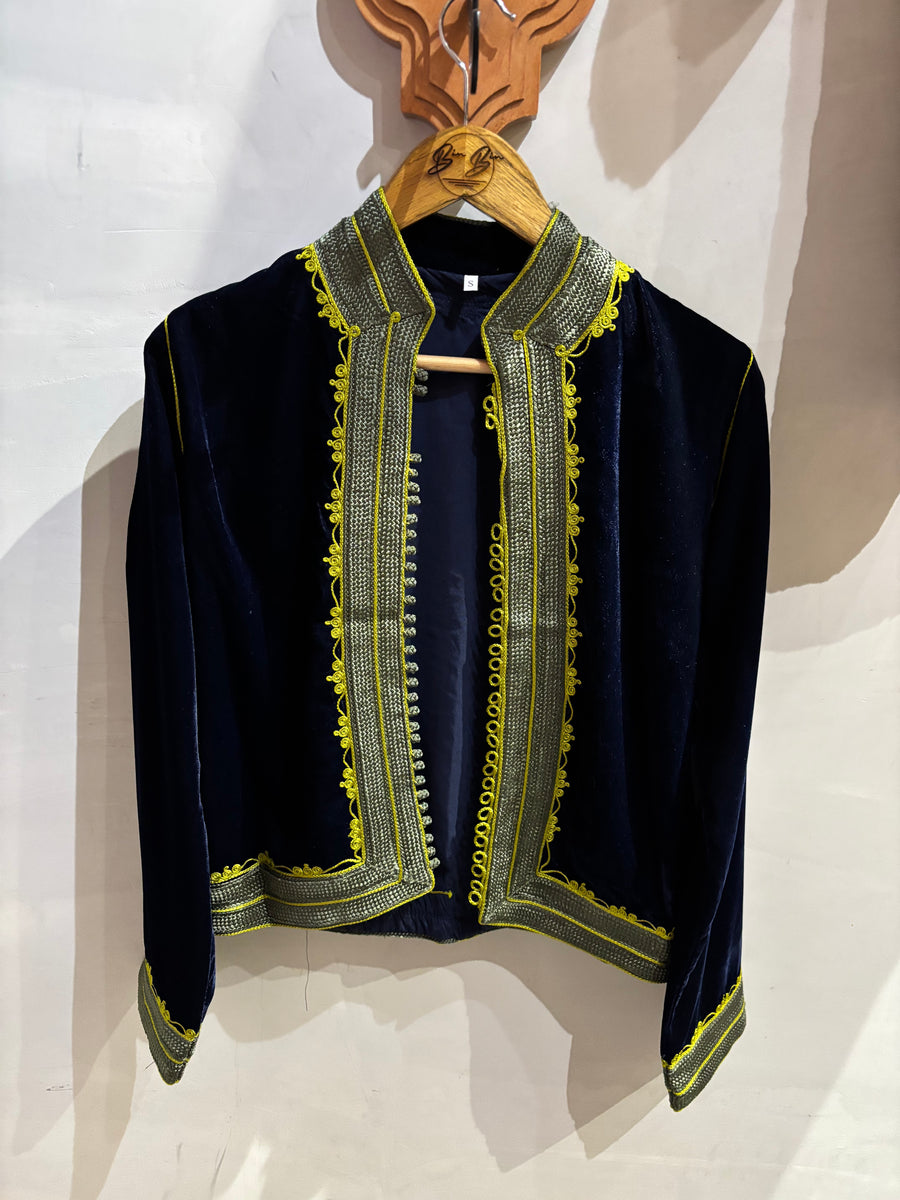 Embroidered Velvet Abaya Set: Handmade Moroccan Kimono Caftan