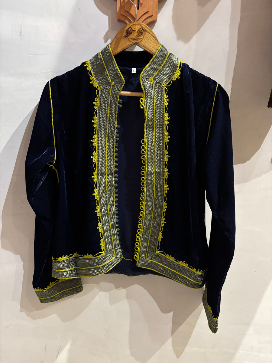 Embroidered Velvet Abaya Set: Handmade Moroccan Kimono Caftan